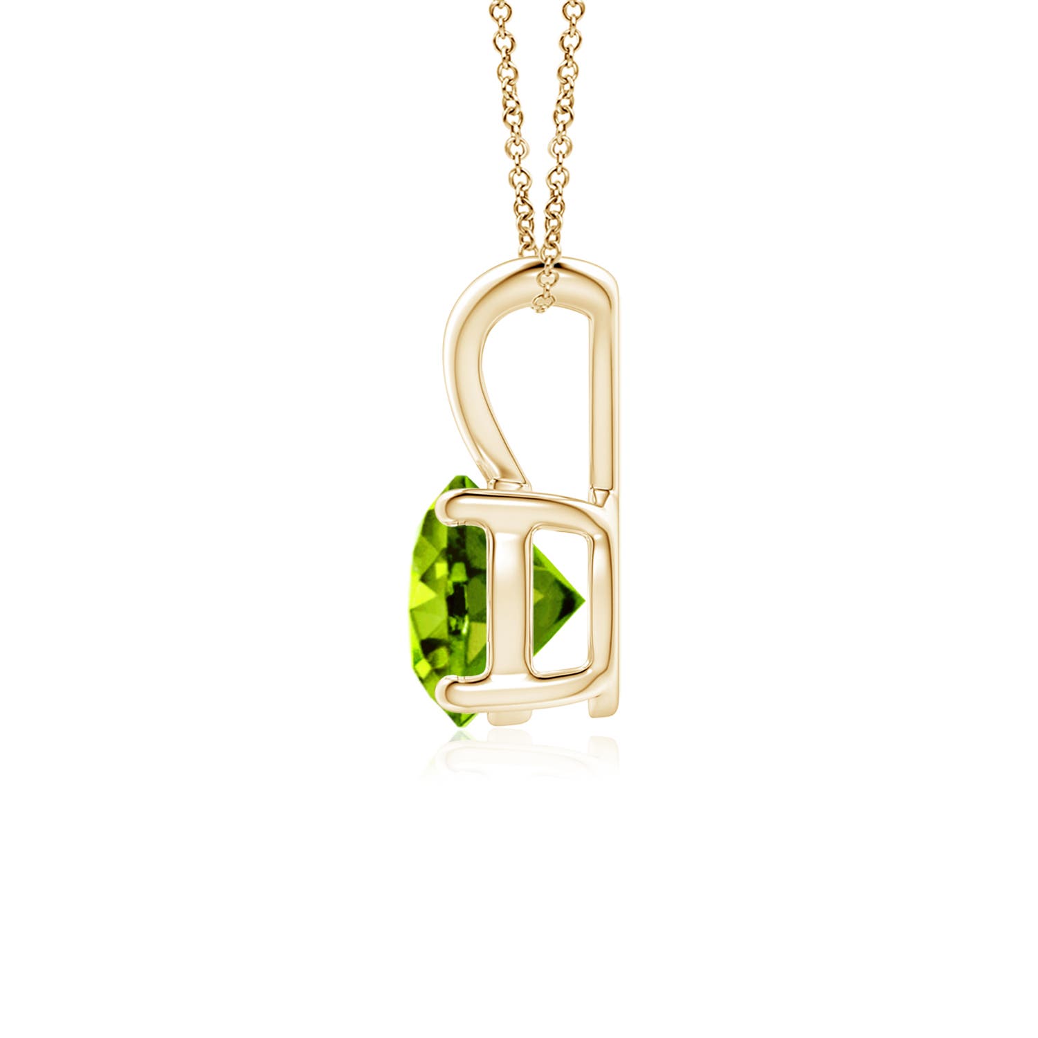 6mm AAAA V-Bale Round Peridot Solitaire Pendant in 18K Yellow Gold