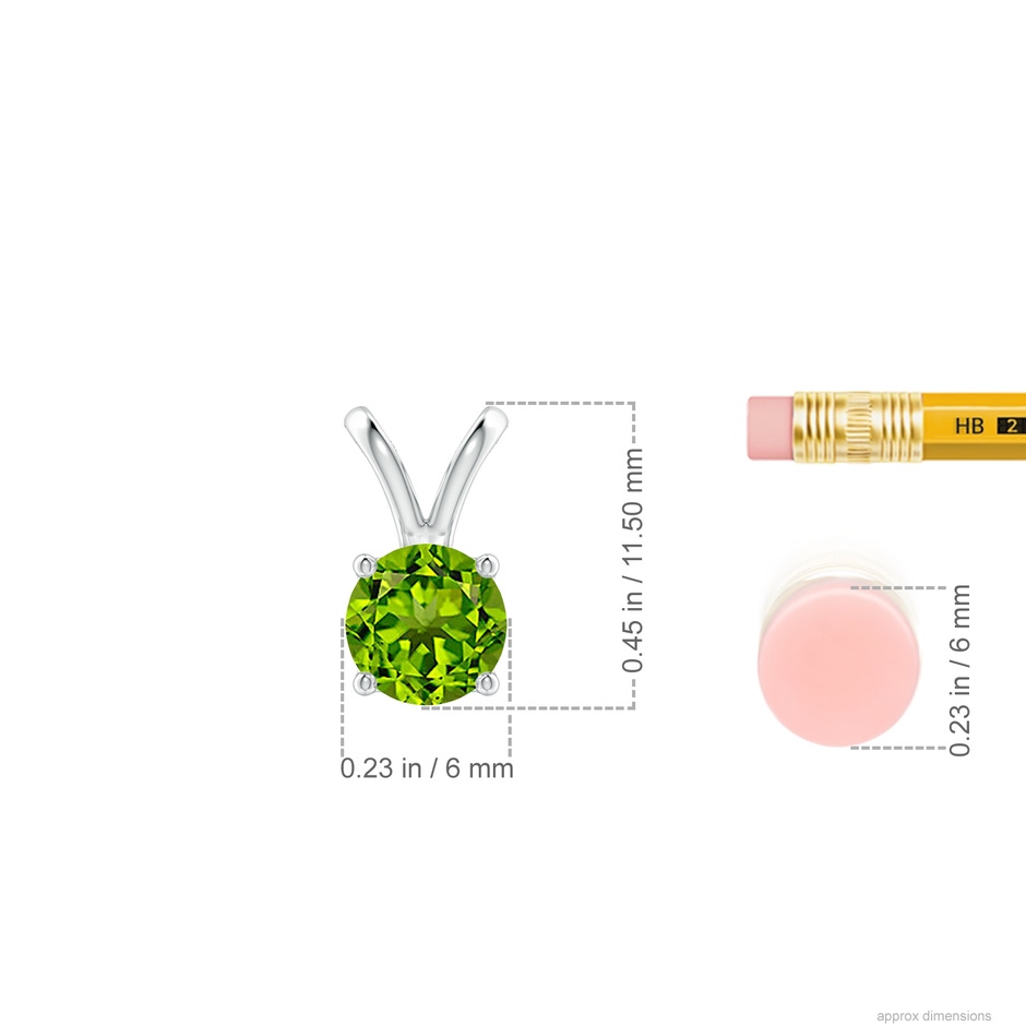 6mm AAAA V-Bale Round Peridot Solitaire Pendant in P950 Platinum ruler