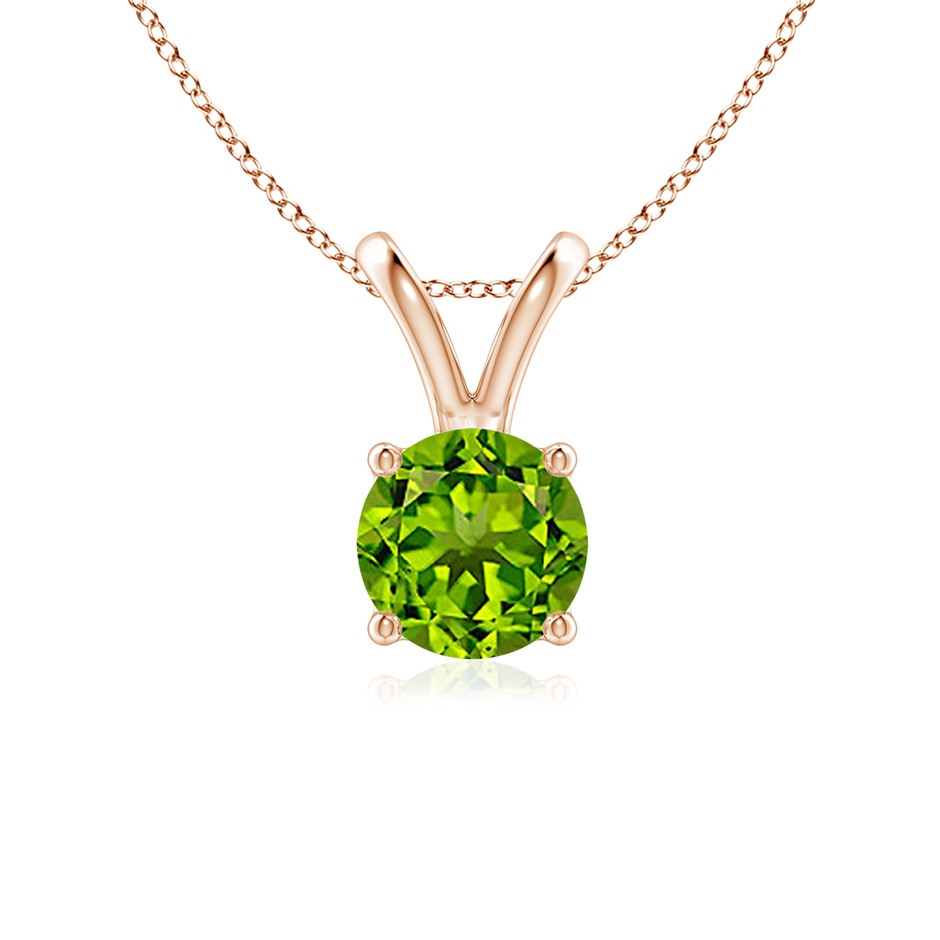 6mm AAAA V-Bale Round Peridot Solitaire Pendant in Rose Gold 