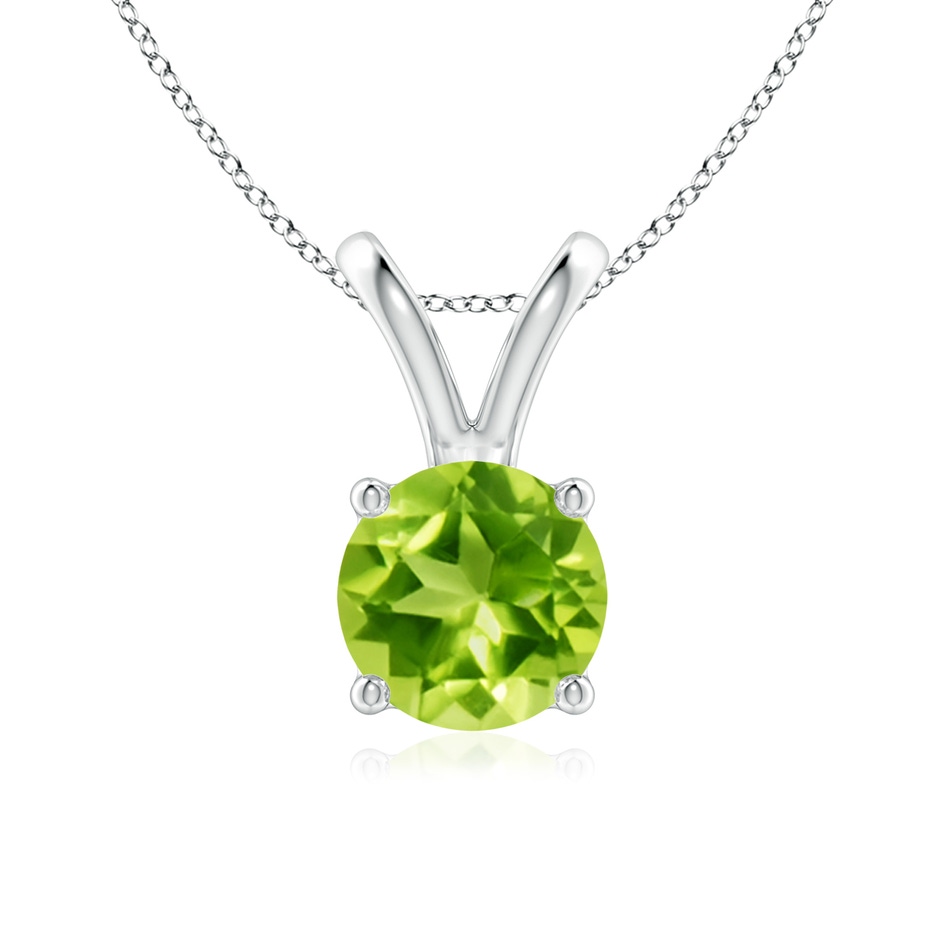 7mm AAA V-Bale Round Peridot Solitaire Pendant in White Gold 