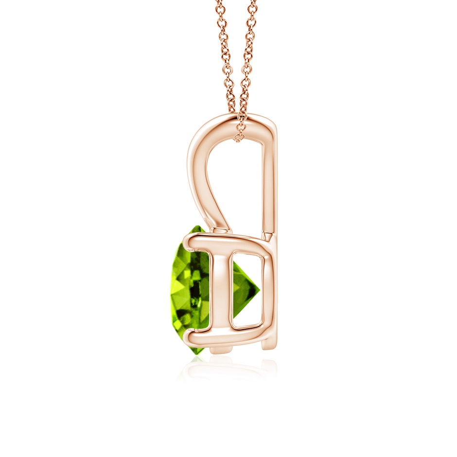 7mm AAAA V-Bale Round Peridot Solitaire Pendant in Rose Gold side 199