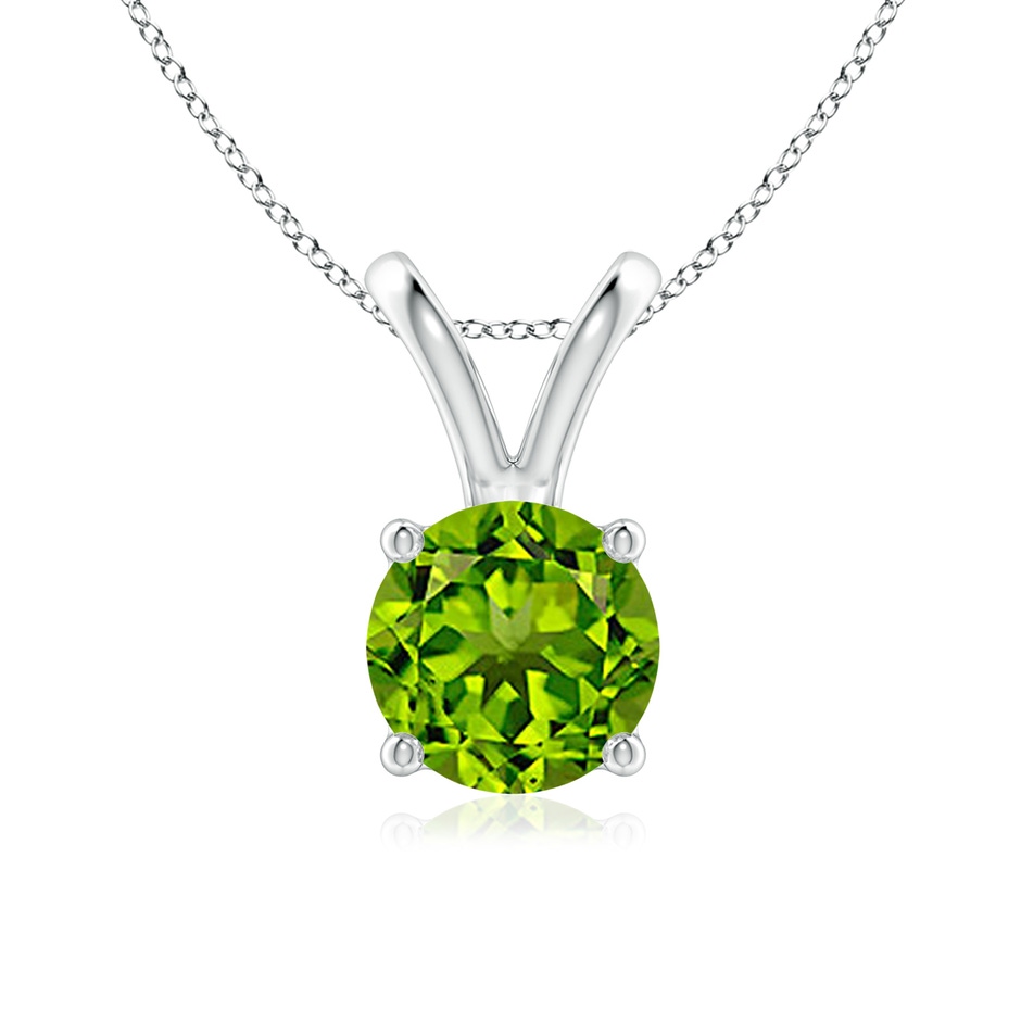 7mm AAAA V-Bale Round Peridot Solitaire Pendant in S999 Silver 