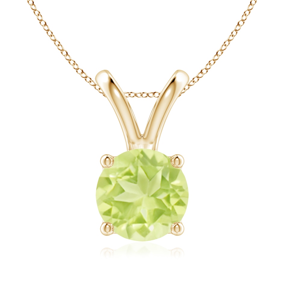 8mm A V-Bale Round Peridot Solitaire Pendant in 18K Yellow Gold 