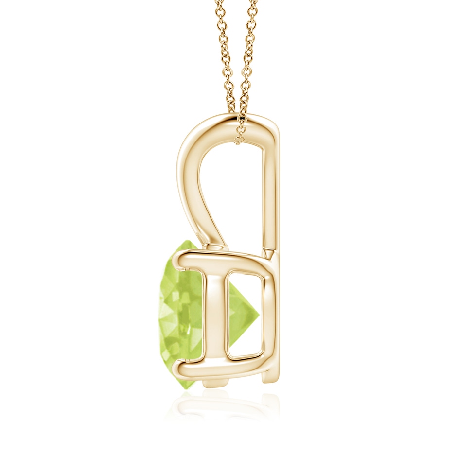 8mm A V-Bale Round Peridot Solitaire Pendant in 18K Yellow Gold side 199