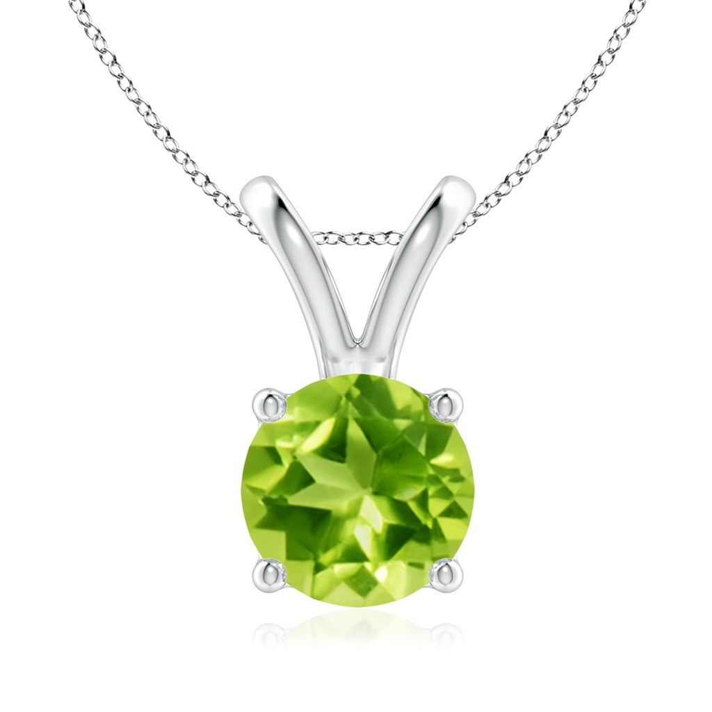 8mm AAA V-Bale Round Peridot Solitaire Pendant in White Gold