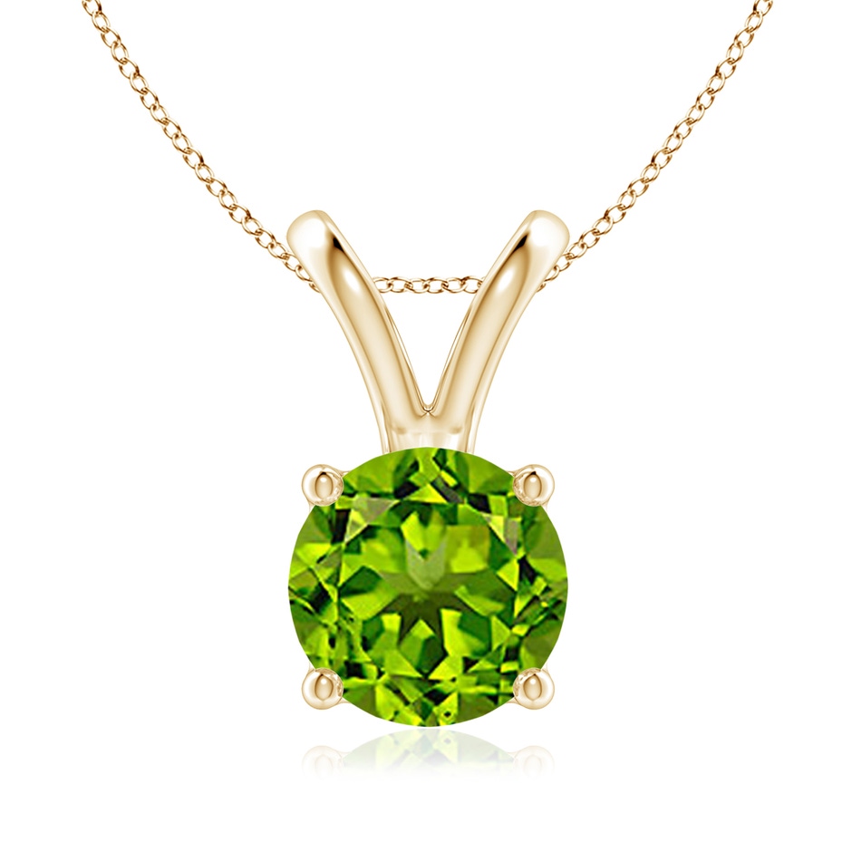 8mm AAAA V-Bale Round Peridot Solitaire Pendant in 9K Yellow Gold 