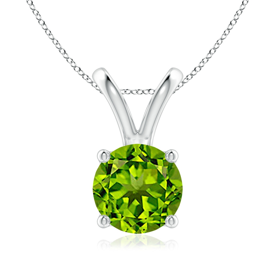8mm AAAA V-Bale Round Peridot Solitaire Pendant in P950 Platinum 