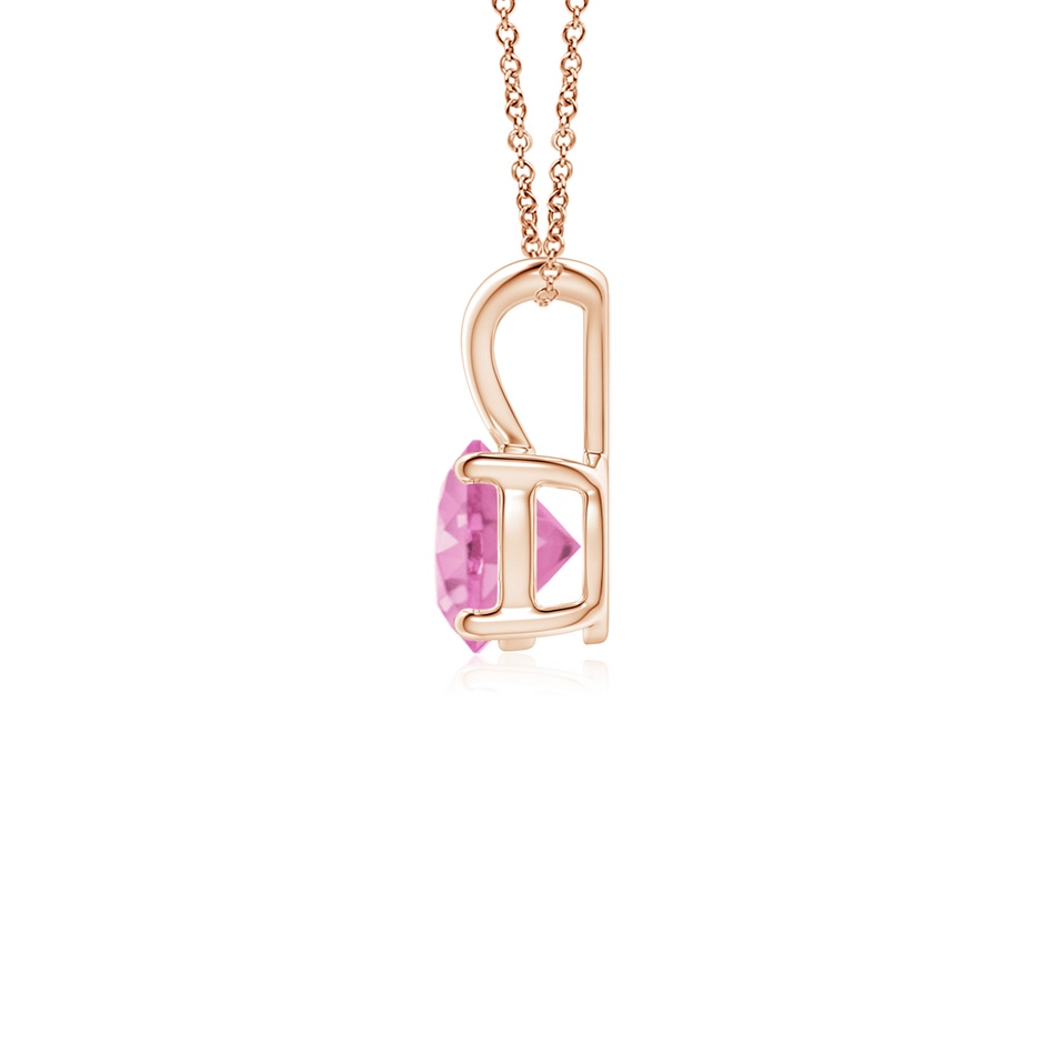 5mm A V-Bale Round Pink Sapphire Solitaire Pendant in Rose Gold side 199