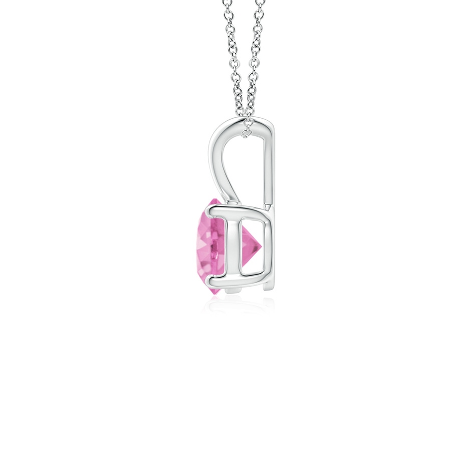 5mm A V-Bale Round Pink Sapphire Solitaire Pendant in White Gold side 199