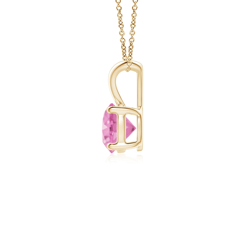 5mm A V-Bale Round Pink Sapphire Solitaire Pendant in Yellow Gold side 199