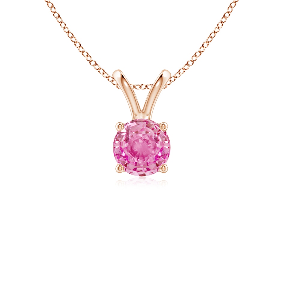 5mm AA V-Bale Round Pink Sapphire Solitaire Pendant in Rose Gold 