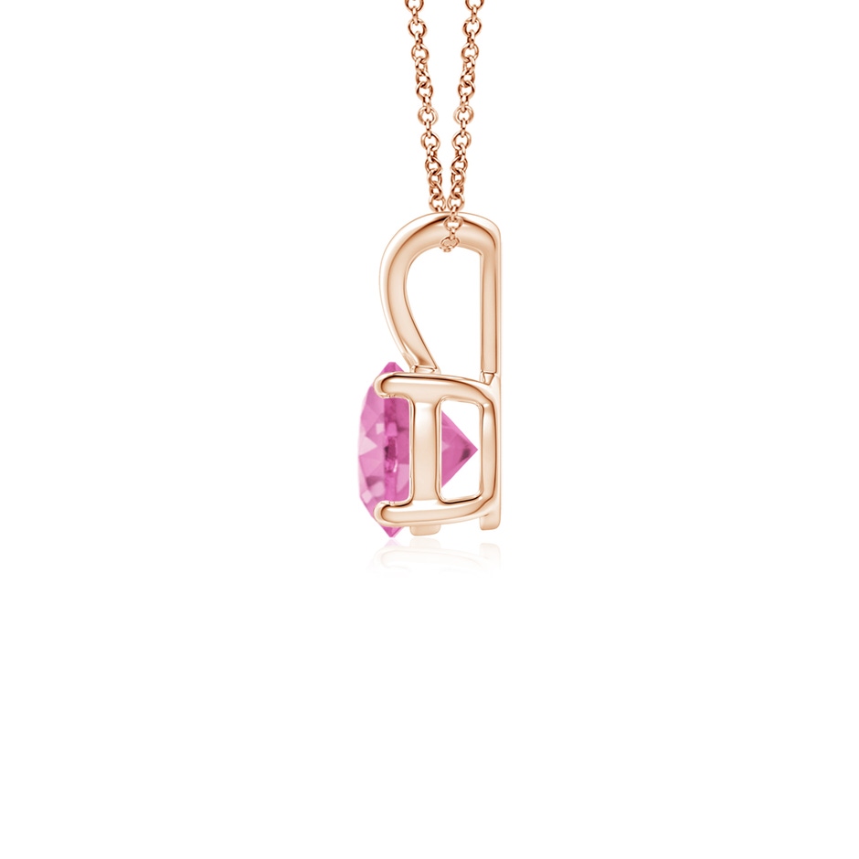 5mm AA V-Bale Round Pink Sapphire Solitaire Pendant in Rose Gold side 199
