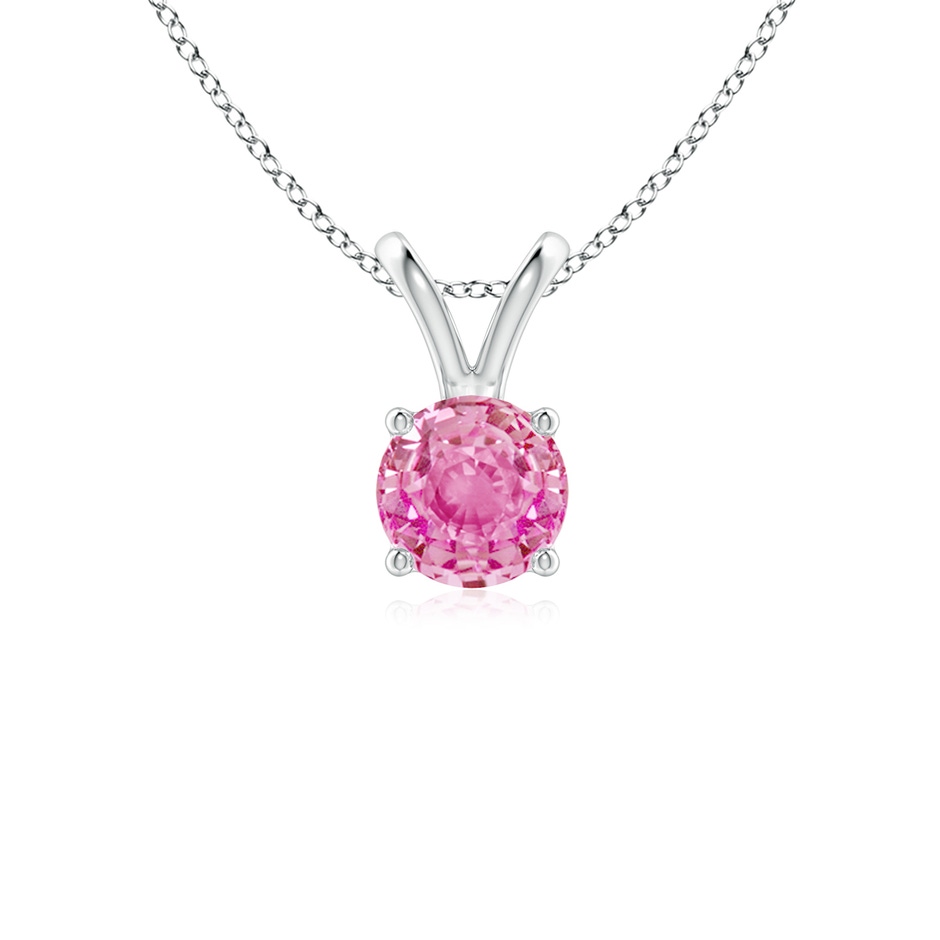 5mm AA V-Bale Round Pink Sapphire Solitaire Pendant in S999 Silver 