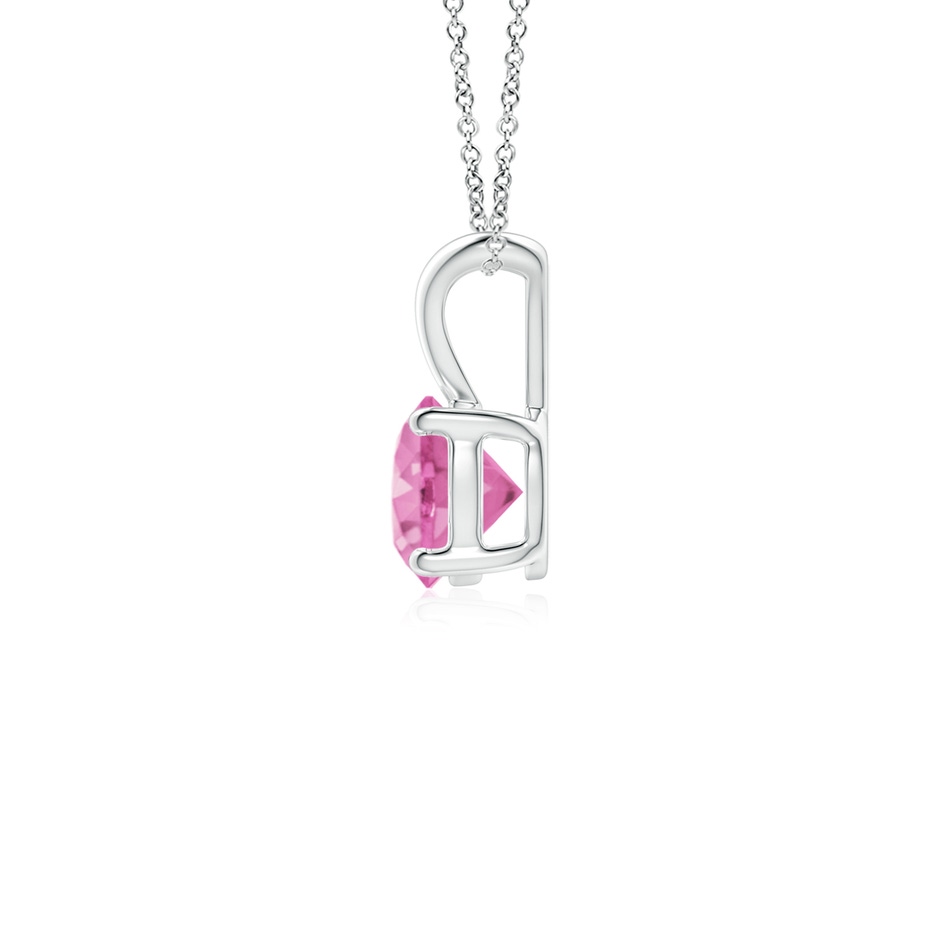 5mm AA V-Bale Round Pink Sapphire Solitaire Pendant in S999 Silver side 199