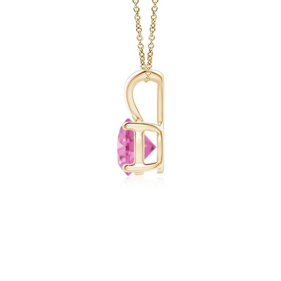 5mm AA V-Bale Round Pink Sapphire Solitaire Pendant in Yellow Gold side 199
