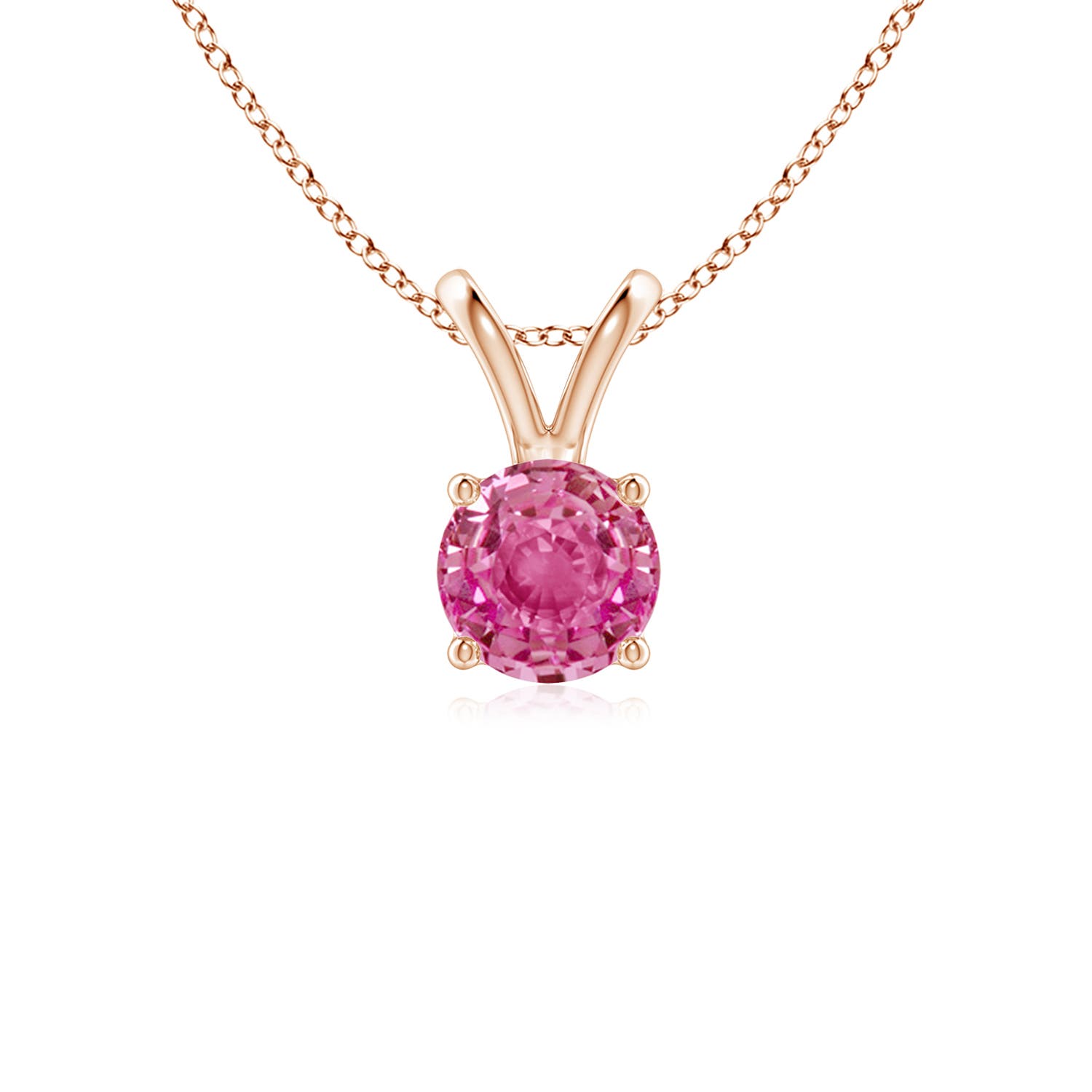 Angara Natural Pear Pink Tourmaline Solitaire Pendant Necklace for