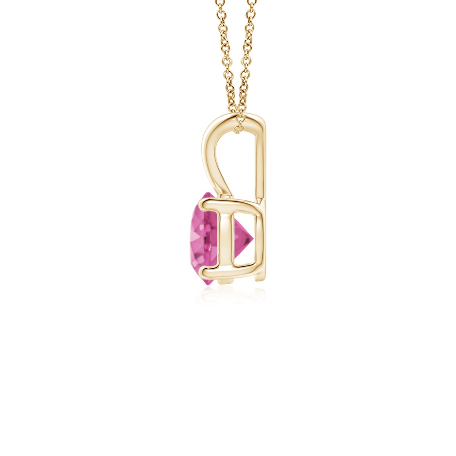 5mm AAA V-Bale Round Pink Sapphire Solitaire Pendant in Yellow Gold side 199