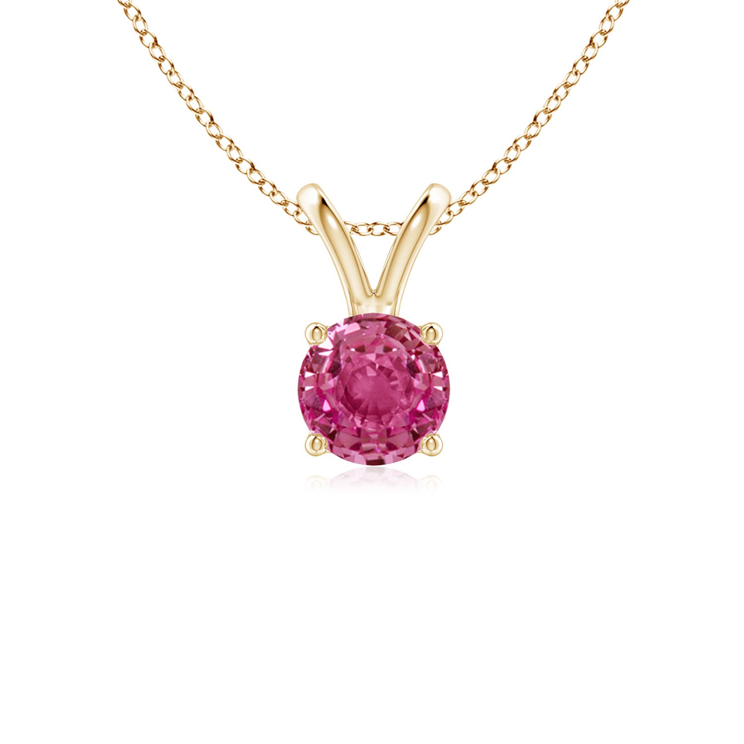 AAAA - Pink Sapphire / 0.6 CT / 14 KT Yellow Gold