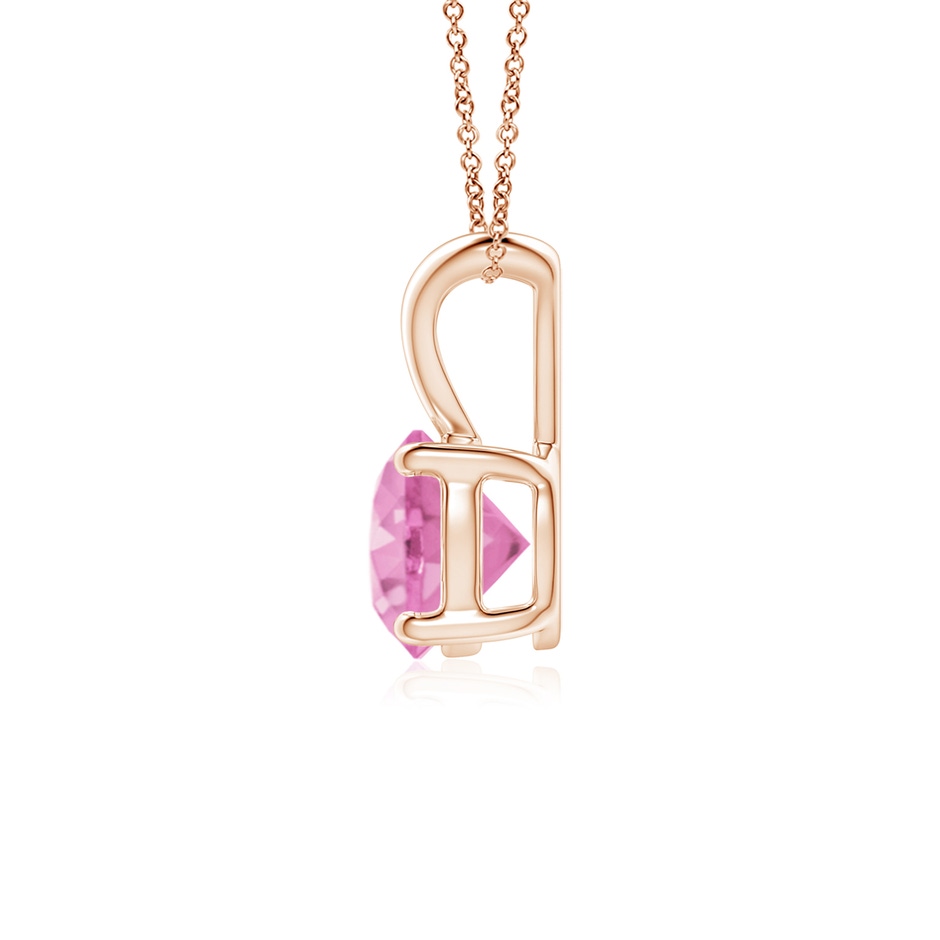 6mm A V-Bale Round Pink Sapphire Solitaire Pendant in Rose Gold side 199