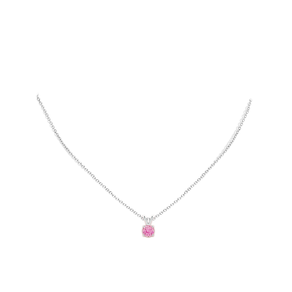 6mm A V-Bale Round Pink Sapphire Solitaire Pendant in White Gold pen