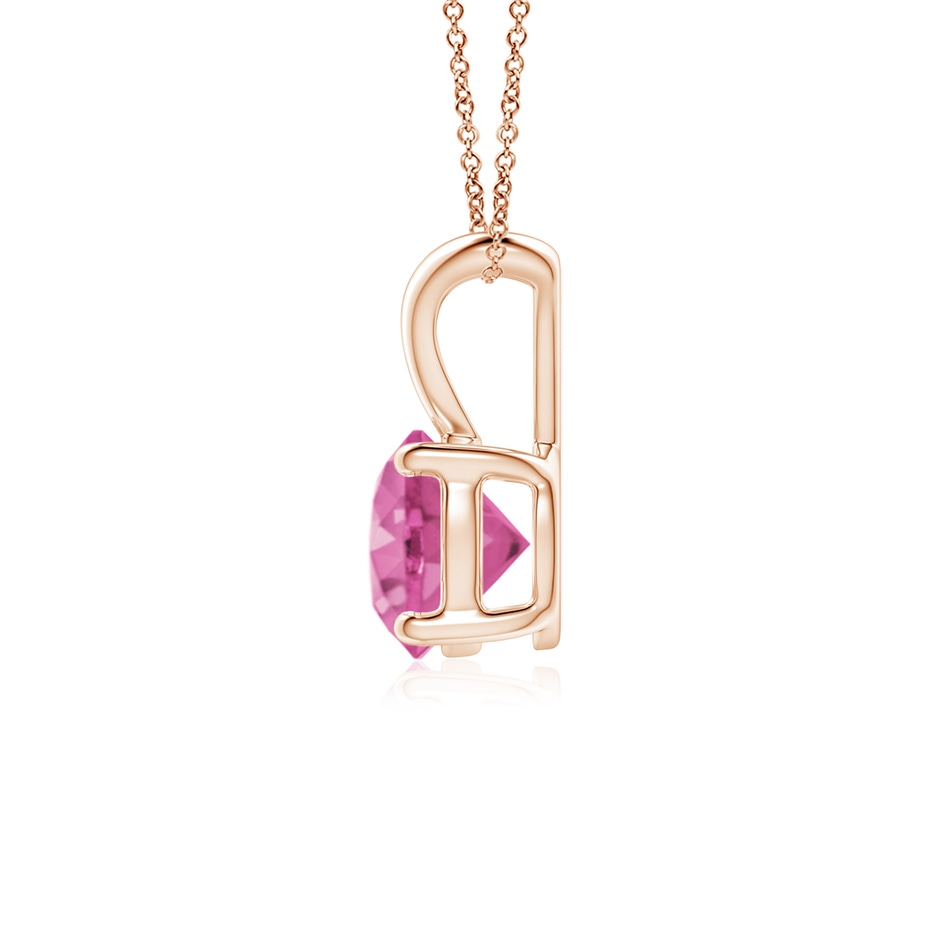 6mm AAA V-Bale Round Pink Sapphire Solitaire Pendant in Rose Gold side 199