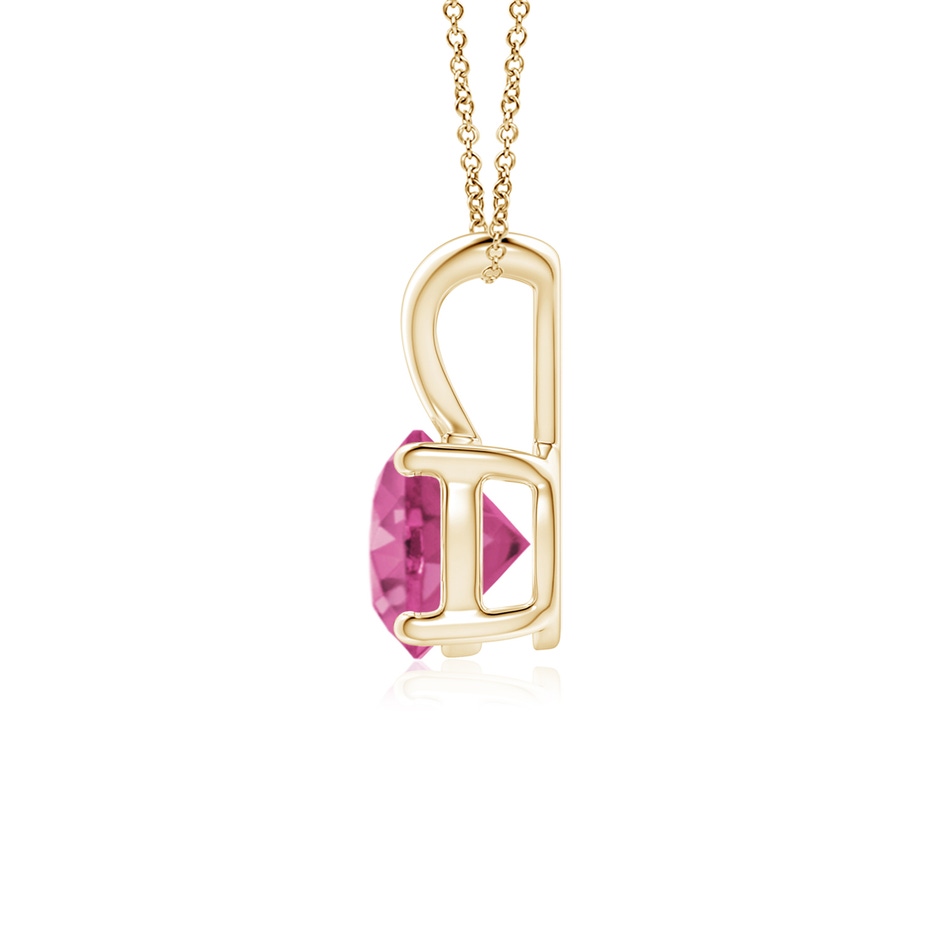 6mm AAAA V-Bale Round Pink Sapphire Solitaire Pendant in Yellow Gold side 199