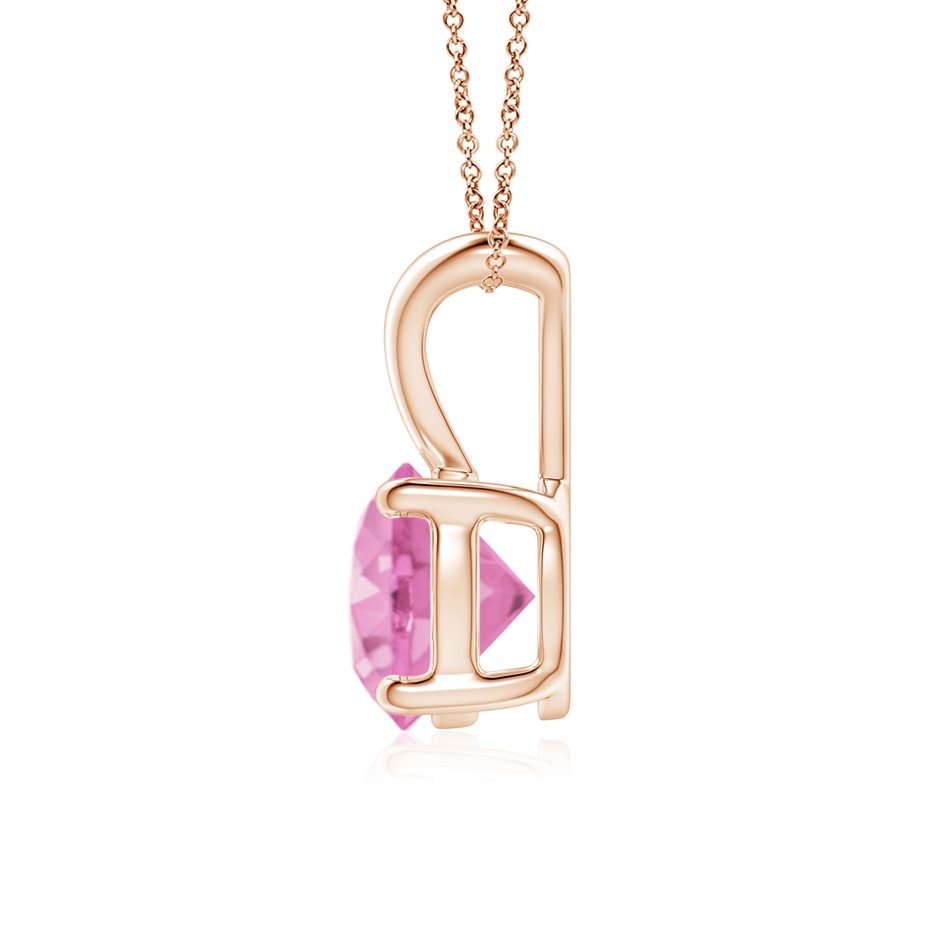 7mm A V-Bale Round Pink Sapphire Solitaire Pendant in Rose Gold side 199