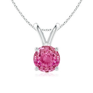 7mm AAA V-Bale Round Pink Sapphire Solitaire Pendant in P950 Platinum