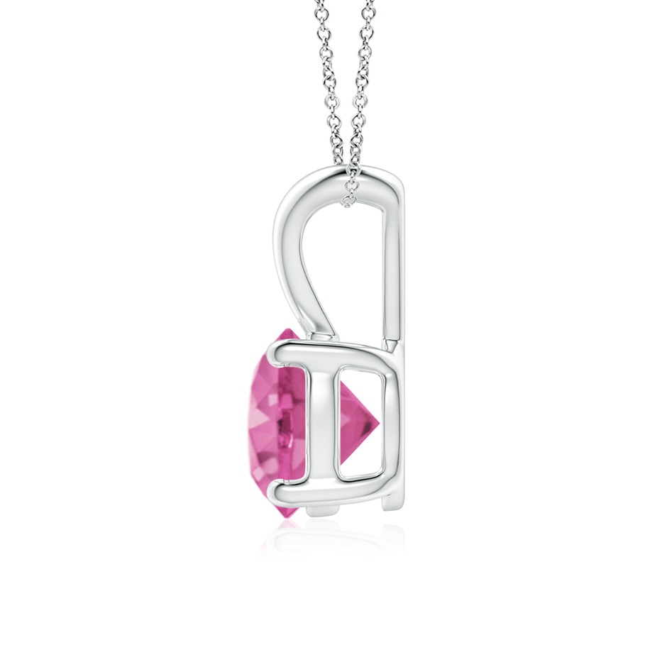 7mm AAA V-Bale Round Pink Sapphire Solitaire Pendant in P950 Platinum side 199
