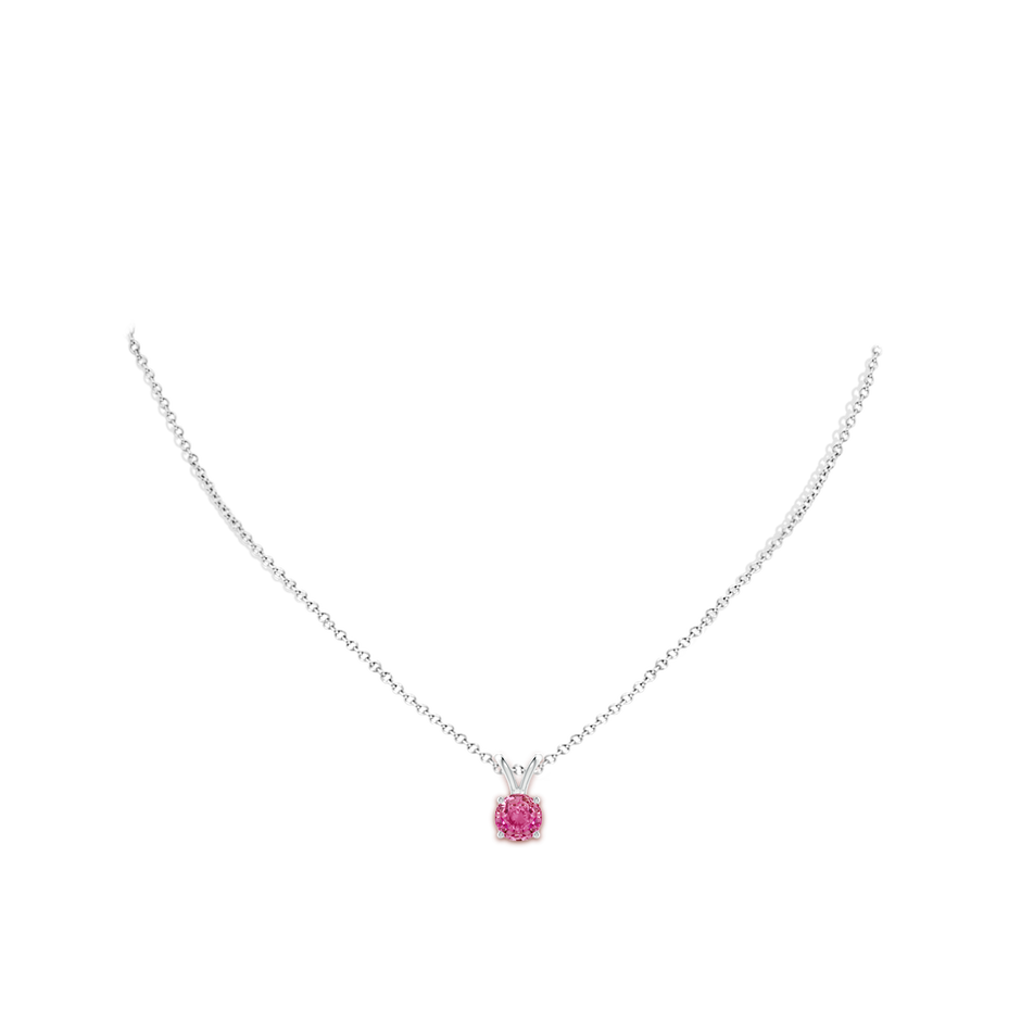 7mm AAA V-Bale Round Pink Sapphire Solitaire Pendant in P950 Platinum pen