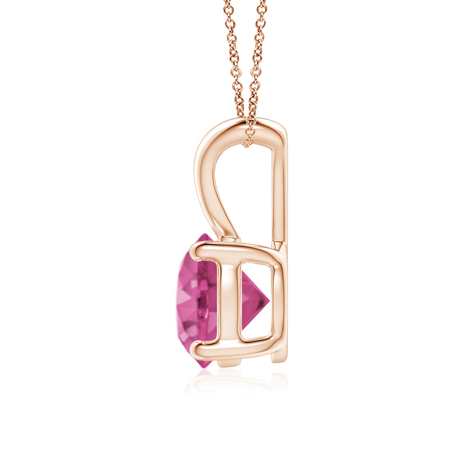 7mm AAAA V-Bale Round Pink Sapphire Solitaire Pendant in Rose Gold side 199