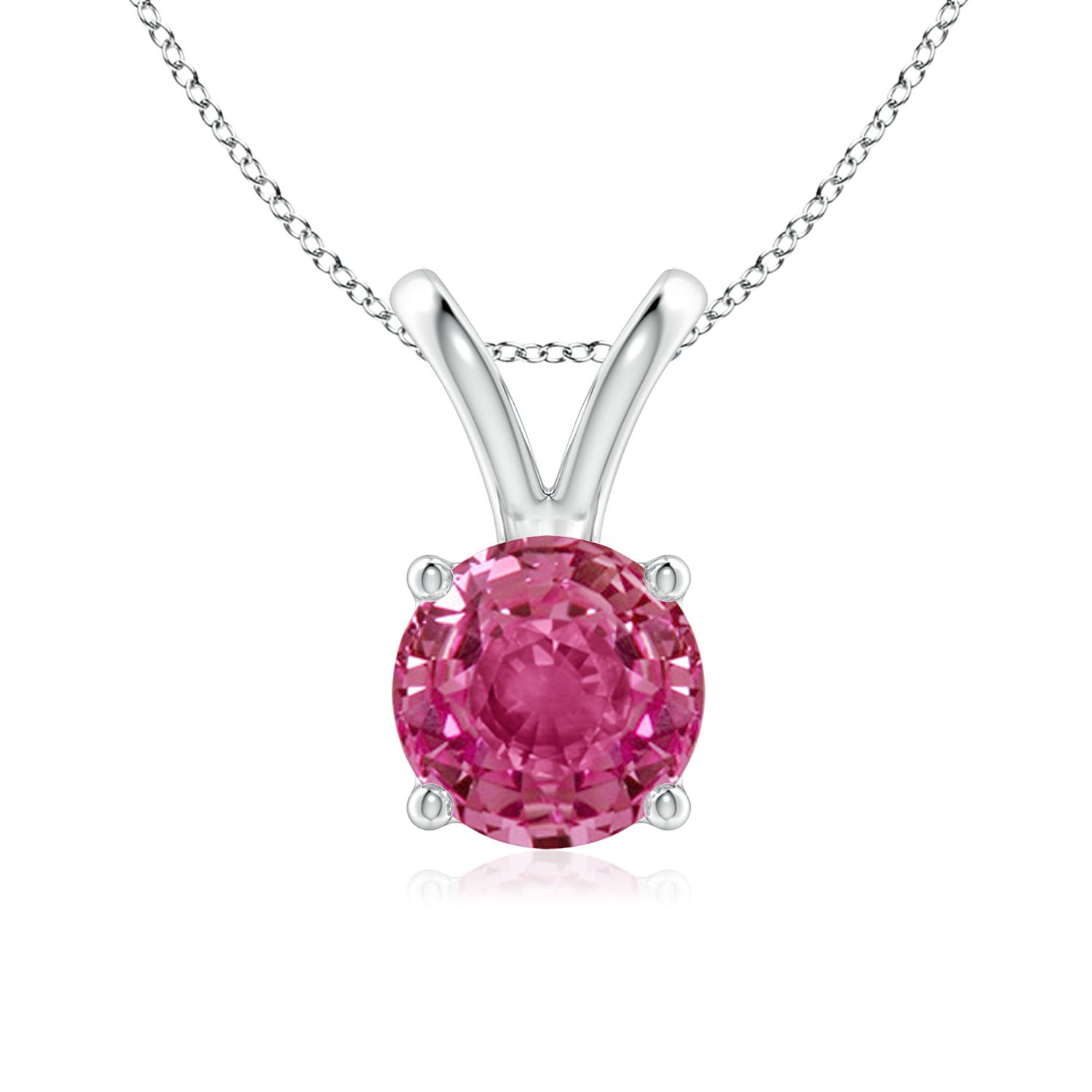 Oval Pink Sapphire Solitaire Pendant with Diamond