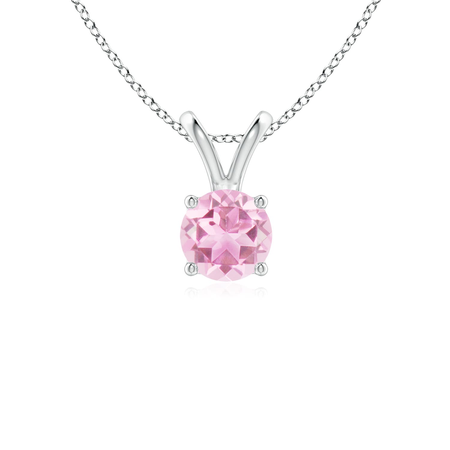 5mm A V-Bale Round Pink Tourmaline Solitaire Pendant in P950 Platinum