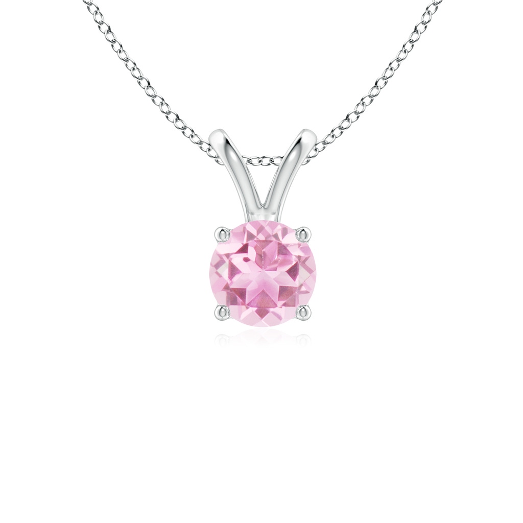 5mm A V-Bale Round Pink Tourmaline Solitaire Pendant in S999 Silver
