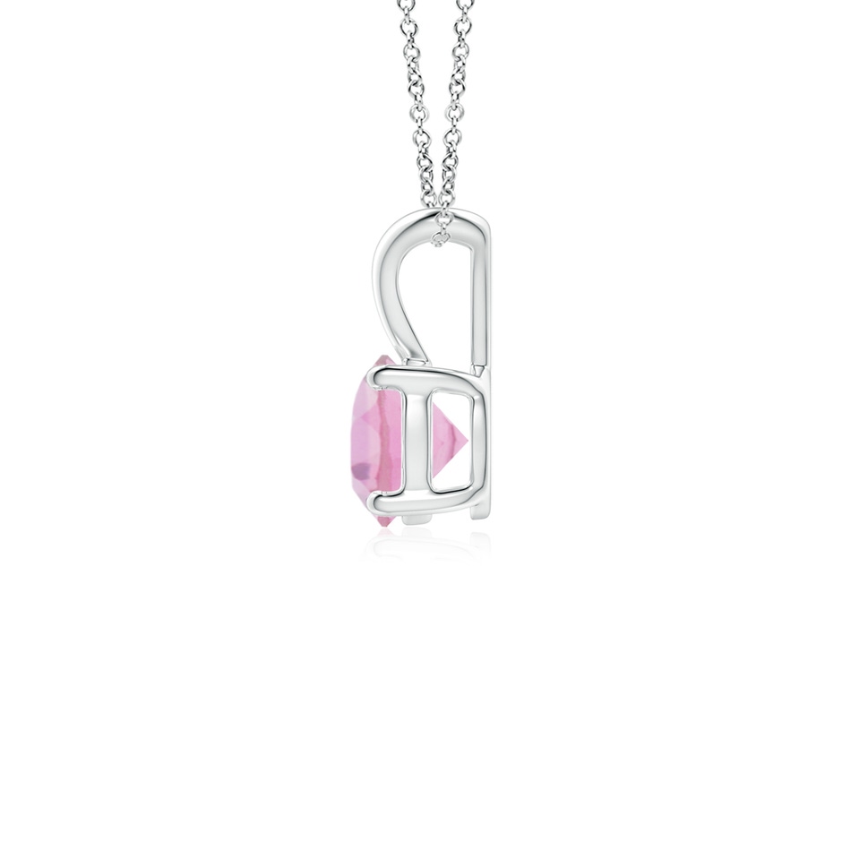 5mm A V-Bale Round Pink Tourmaline Solitaire Pendant in S999 Silver side 199