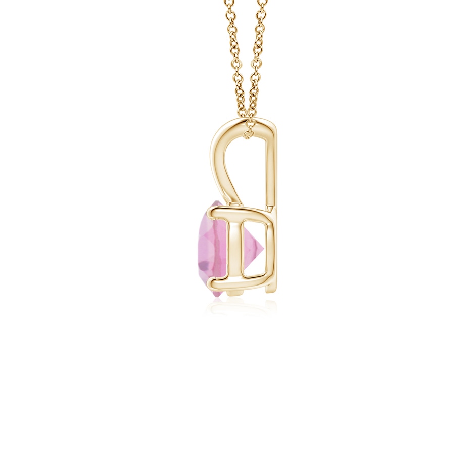 5mm A V-Bale Round Pink Tourmaline Solitaire Pendant in Yellow Gold side 199