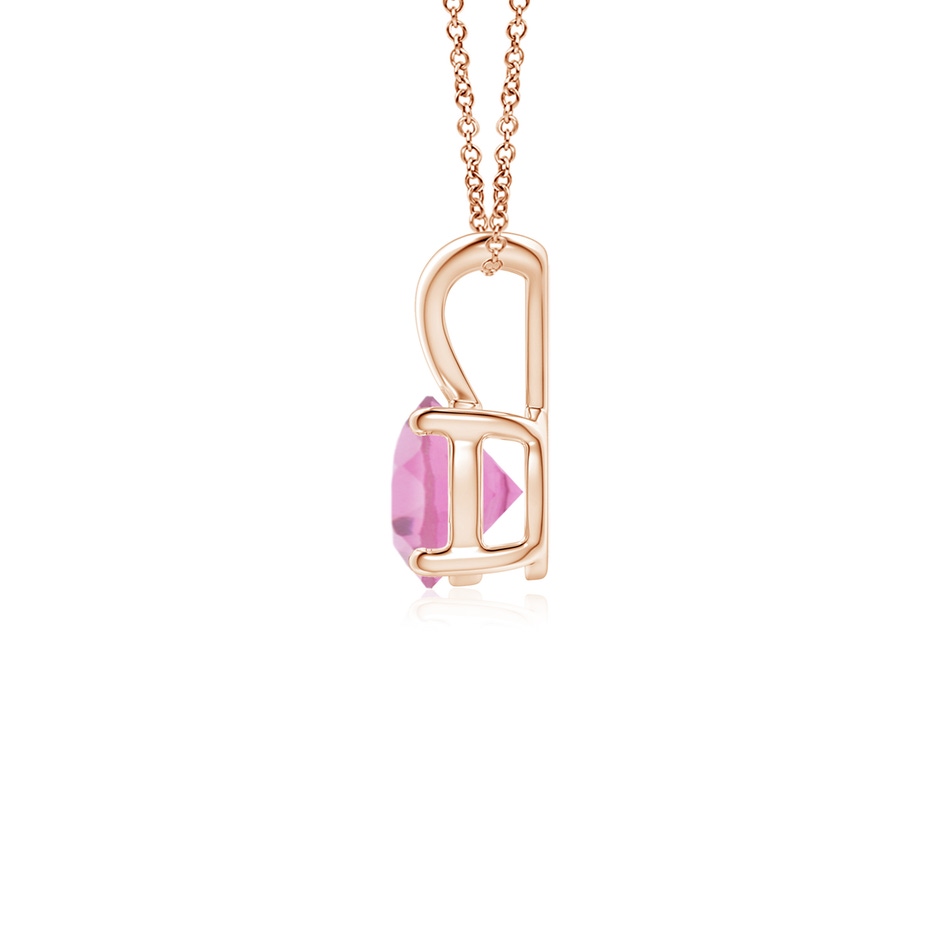 5mm AA V-Bale Round Pink Tourmaline Solitaire Pendant in Rose Gold side 199