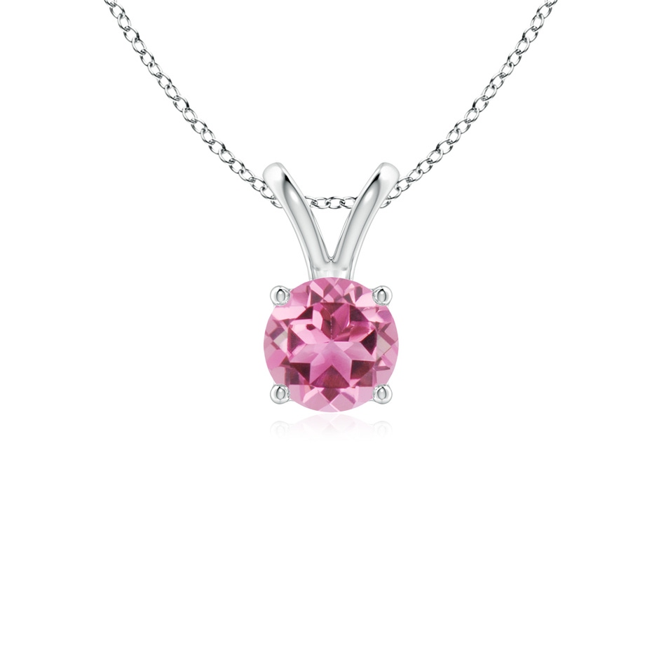 5mm AAA V-Bale Round Pink Tourmaline Solitaire Pendant in S999 Silver 