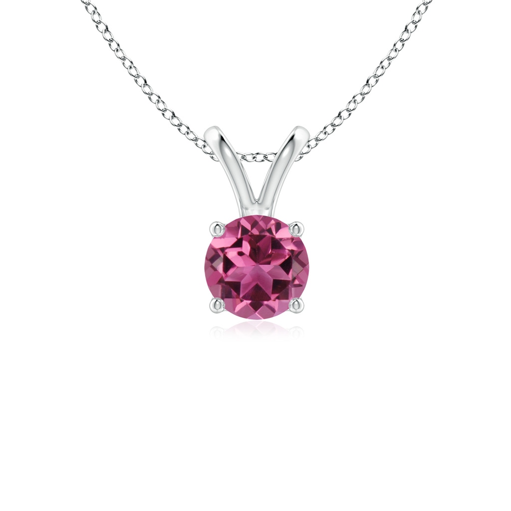 5mm AAAA V-Bale Round Pink Tourmaline Solitaire Pendant in P950 Platinum