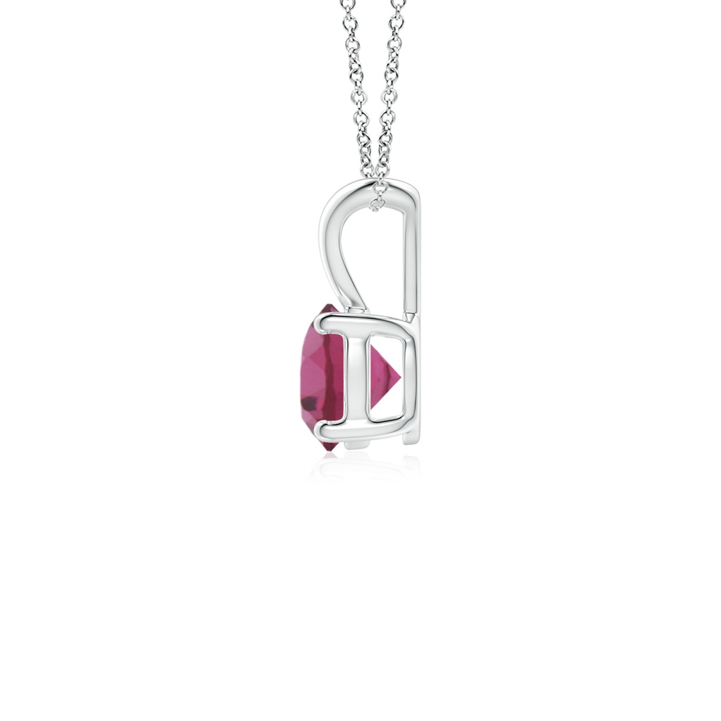 5mm AAAA V-Bale Round Pink Tourmaline Solitaire Pendant in P950 Platinum Side 1