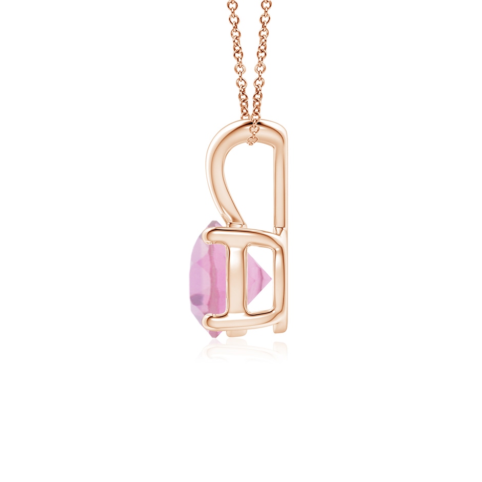 6mm A V-Bale Round Pink Tourmaline Solitaire Pendant in Rose Gold side 199