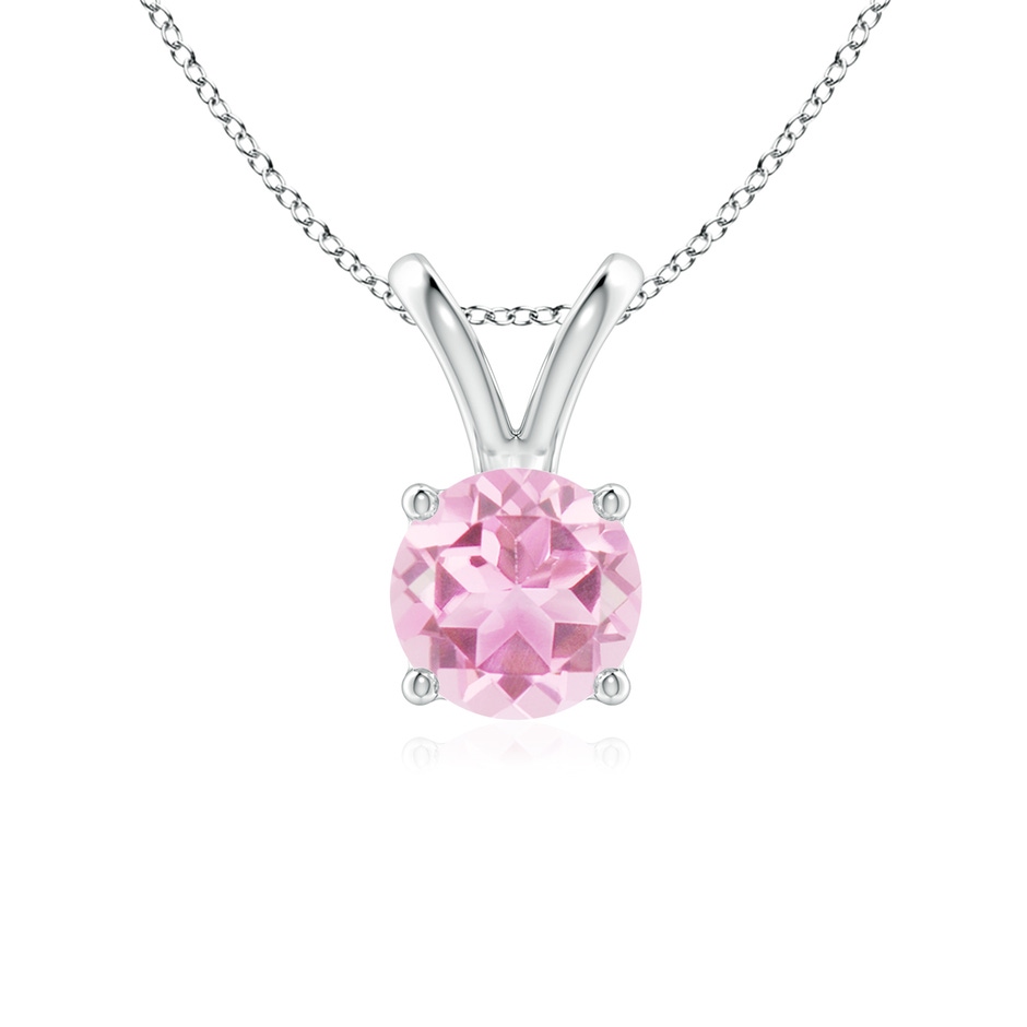 6mm A V-Bale Round Pink Tourmaline Solitaire Pendant in S999 Silver 