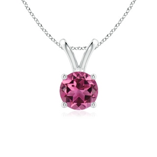 6mm AAAA V-Bale Round Pink Tourmaline Solitaire Pendant in P950 Platinum