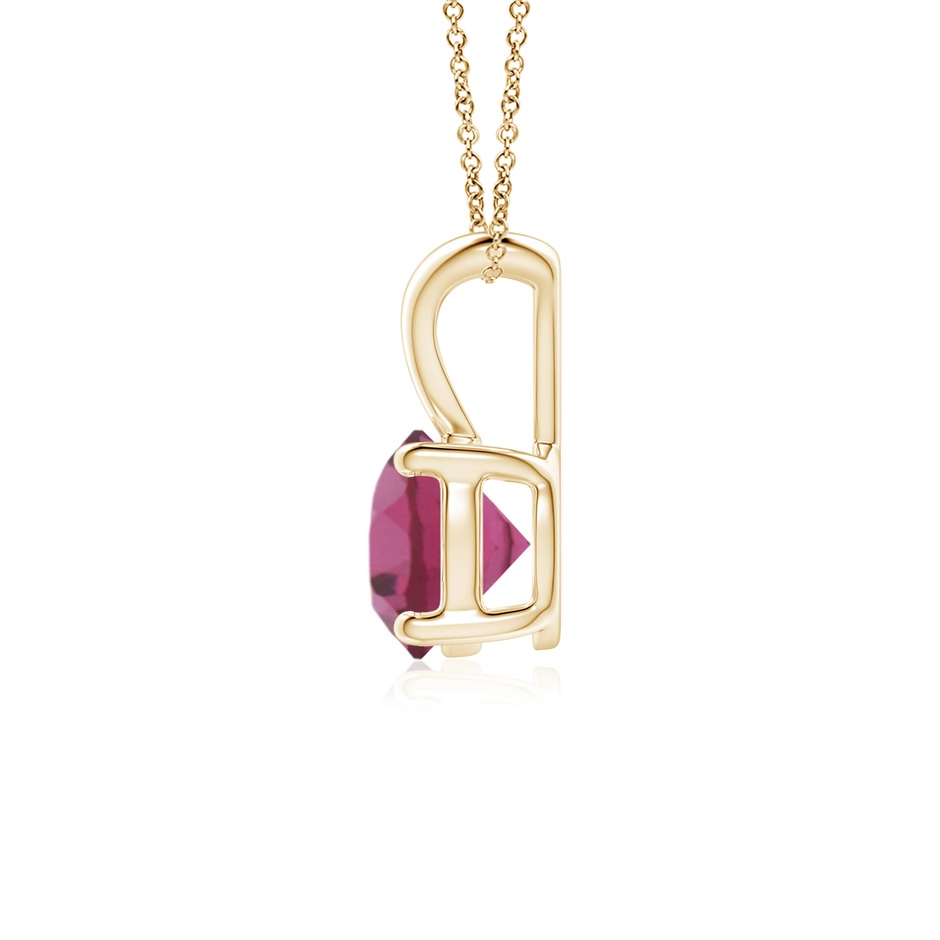 6mm AAAA V-Bale Round Pink Tourmaline Solitaire Pendant in Yellow Gold side 199