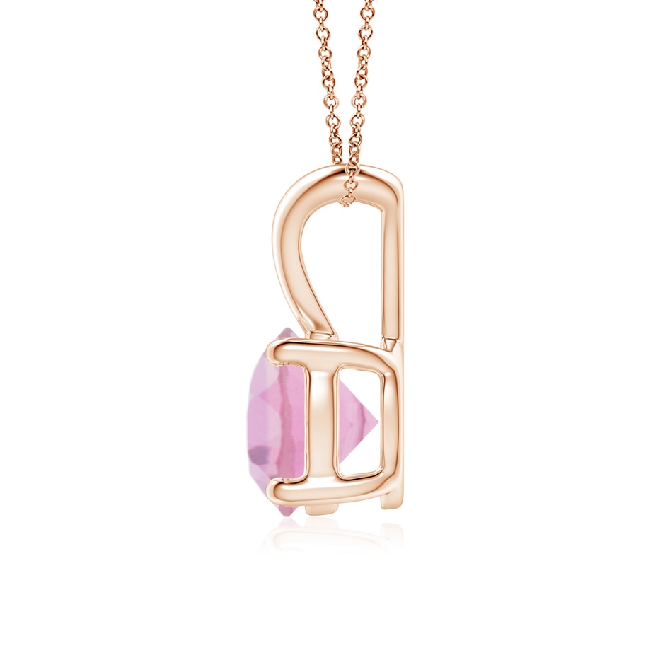 7mm A V-Bale Round Pink Tourmaline Solitaire Pendant in Rose Gold side 199
