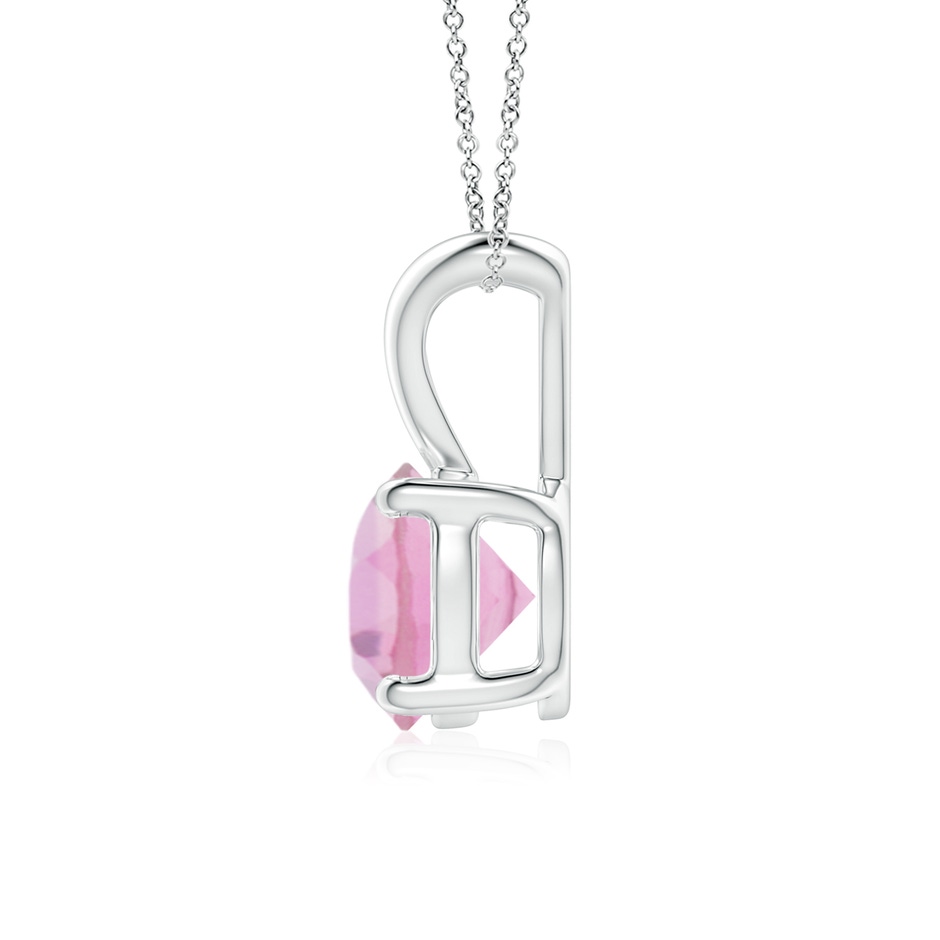 7mm A V-Bale Round Pink Tourmaline Solitaire Pendant in White Gold side 199