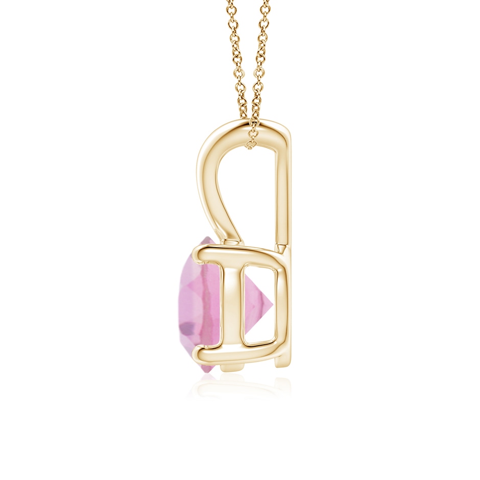 7mm A V-Bale Round Pink Tourmaline Solitaire Pendant in Yellow Gold side 199