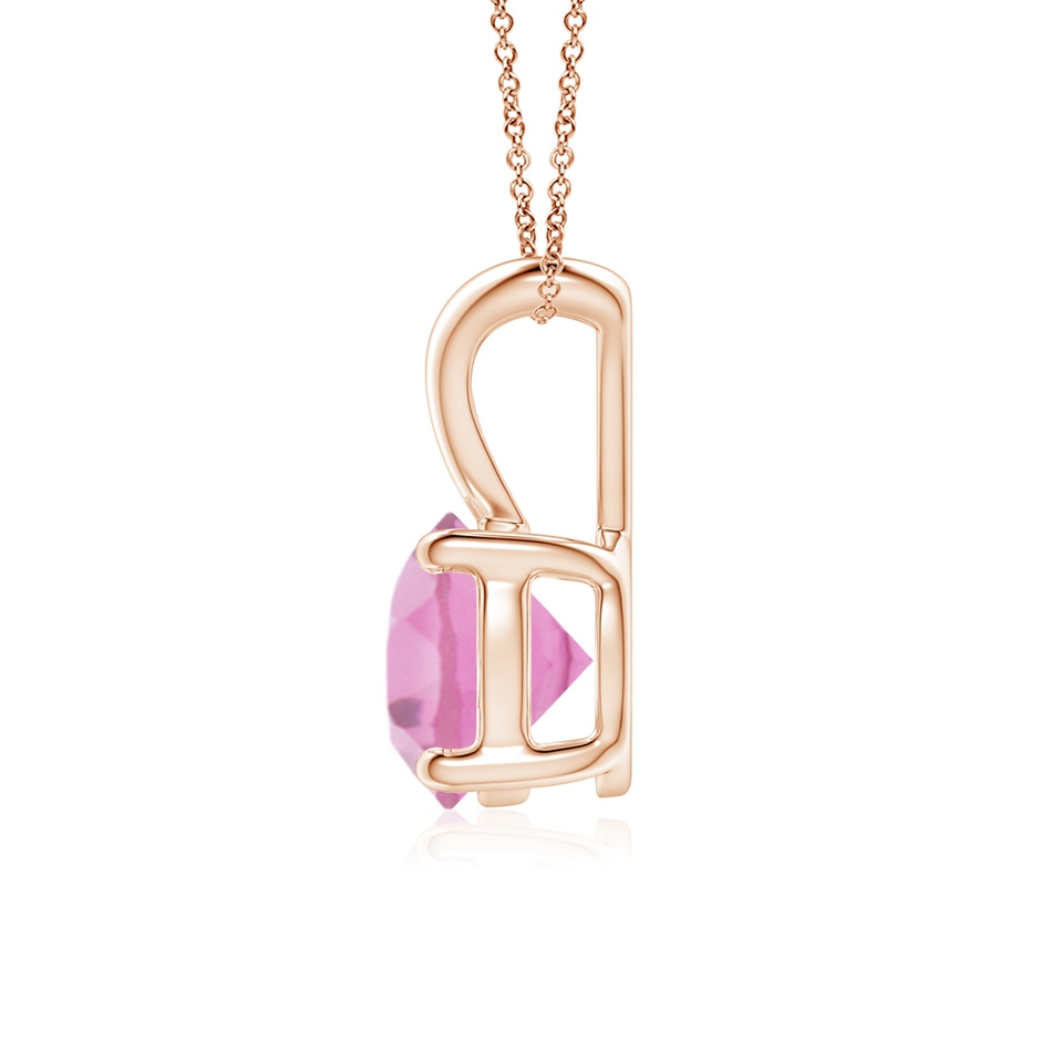 7mm AA V-Bale Round Pink Tourmaline Solitaire Pendant in Rose Gold side 199