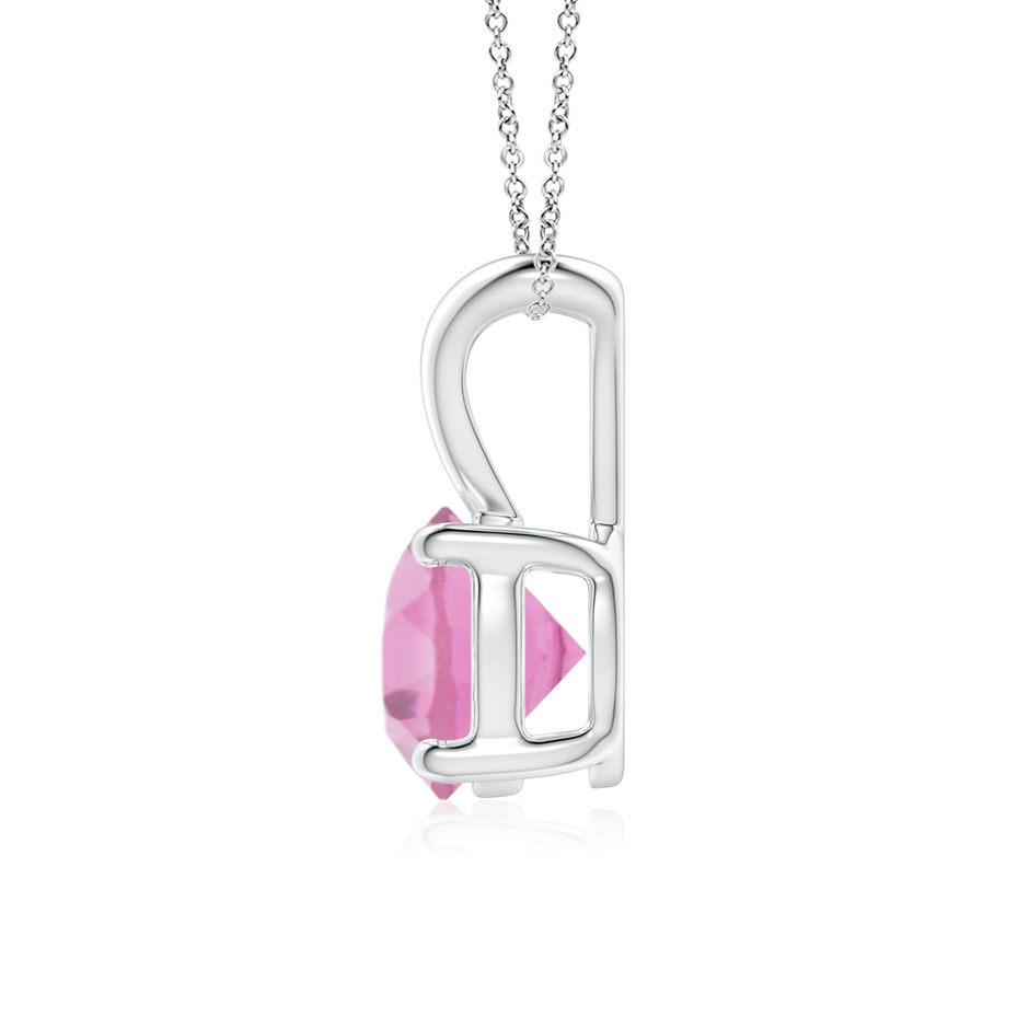 7mm AA V-Bale Round Pink Tourmaline Solitaire Pendant in S999 Silver side 199