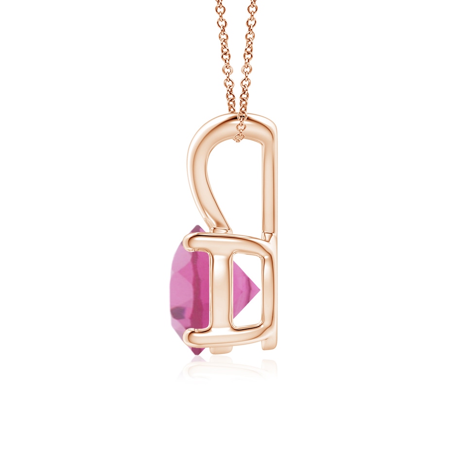 7mm AAA V-Bale Round Pink Tourmaline Solitaire Pendant in Rose Gold side 199